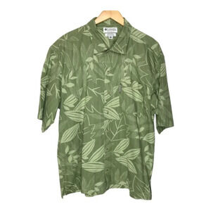 Columbia Shirt Men's Sz M Green Botanical Short Sleeve Collared Pocket Button up